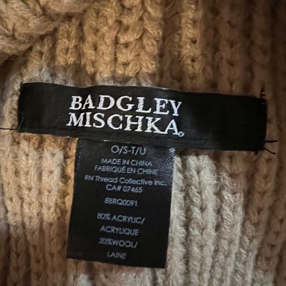 Badgley Mischka Colorful Pom Pom Beanie Oatmeal Rainbow NWT - Picture 6 of 8